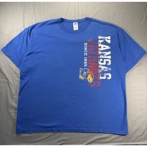 Jayhawks KU Men's 3XL T Shirt Russell Athletics Blue Varsity Side Script